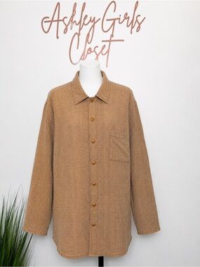 FLAX Jeanne Engelhart 100% Linen Button Front Shirt Medium